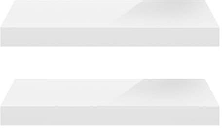 eSituro Wandregal 2er Set, Regal Wand weiß Hochglanz, Hängeregal, Schweberegal, Regalbrett Bücherregal zum Aufhängen, Wandboard für Wohnzimmer Küche Arbeitszimmer Badezimmer, 40x22.9x3.8 cm