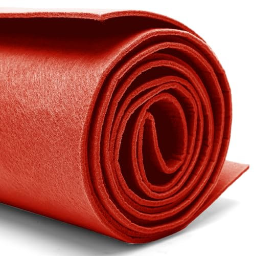 Filzrolle Filzstoff - 40cm x 250cm x 3mm,Bespannstoff aus Filz, für DIY Handwerken Dekoration Filzunterlage,Patchwork Filz tischläufer Kostüme(Rot-Orange)