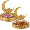 Perthlin 2 Pièces Ramadan Mubarak Plateaux Plateau de Ramadan Plateau de Service du Ramadan Plateaux à Dessert Musulmans Ronds en Métal pour Décoration de Table pour la Fête du Ramadan