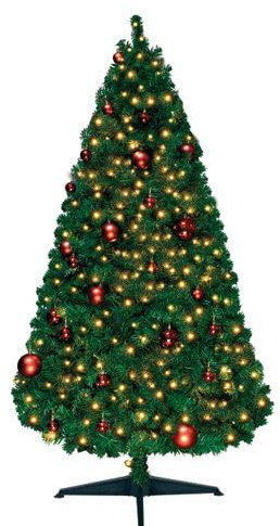 Tarrington House künstlicher Weihnachtsbaum mit Weihnachtsbaumkugeln, PVC Tannenbaum mit 485 grünen Spitzen, Ø 100 x 180 cm, 120 LEDs, 3.6 W, grün/warmweiß