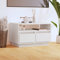 Meuble TV moderne du milieu du siècle avec 2 tiroirs, petit centre de divertissement en bois blanc pour salon ou chambre à coucher, 60 cm de largeur