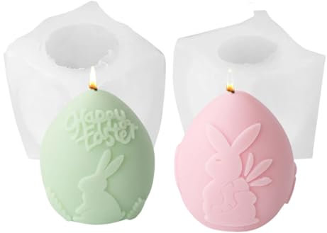 Silikonformen Gießformen Ostern, 2 Stück 3D Osterei Silikonform Ostern Kerzenformen zum Gießen, Kerzen Formen Silikon Gießform, Osternhase Gießformen Silikon Giessformen Frühling für Handwerk