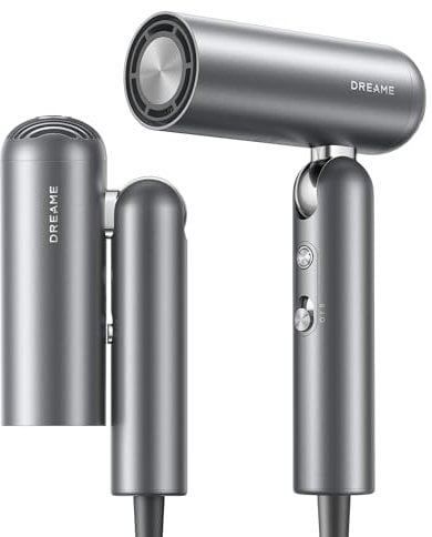 Dreame Pocket Neo Hochgeschwindigkeits-Haartrockner, in 3 Formen klappbar, 300 g leicht, 110.000 U/min Motor, 300 Millionen negative Ionen/cm³, 57 °C konstante Temperatur-Space Grey