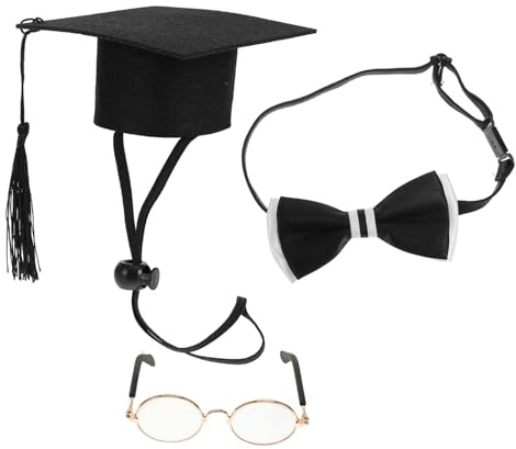 Yardwe 1 Satz Graduation Cap Fliege und Brille für Lange Weiße Gänse Dekoration für Abschlussfeiern Fotorequisiten und Festlichkeiten