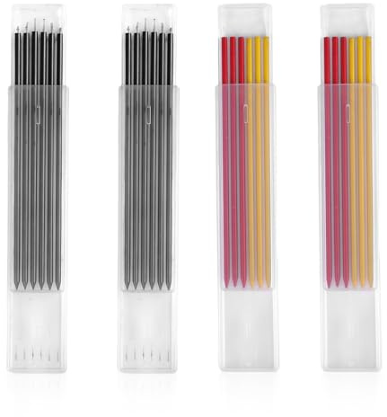Jecdfs 24 Stück 2.8mm Bleistiftminen für Tischler, HB Bruchfeste Wiederverwendbare Minen für Druckbleistifte in Schwarz, Gelb und Rot – für Holzbearbeitung und Konstruktion