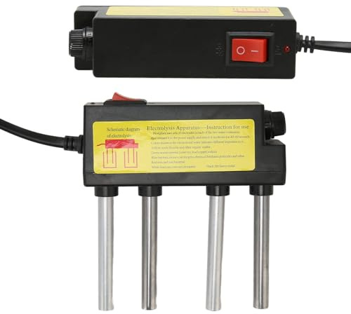 Ejoyous Electrolizador de Agua, Prueba de Electrolizador de Agua por Electrólisis con Fusible a Prueba de Fugas, 4 Varillas de Metal de Prueba, Probador de Agua Digital (Enchufe de la UE)