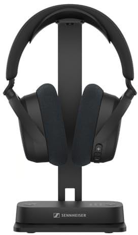 Sennheiser RS 275 TV - Cuffie Bluetooth e trasmettitore, cuffie wireless a bassa latenza con suono surround virtuale, chiarezza vocale e tecnologia Auracast, batteria da 50 ore
