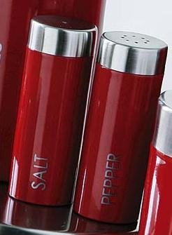 Retro Red Enamel Kitchen Salt & Pepper Set Stainless by shopinfashion