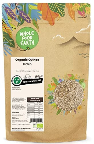 Wholefood Earth Organic Quinoa Grain – 250g | Raw | GMO Free | Vegan | High Fibre | Certified Organic