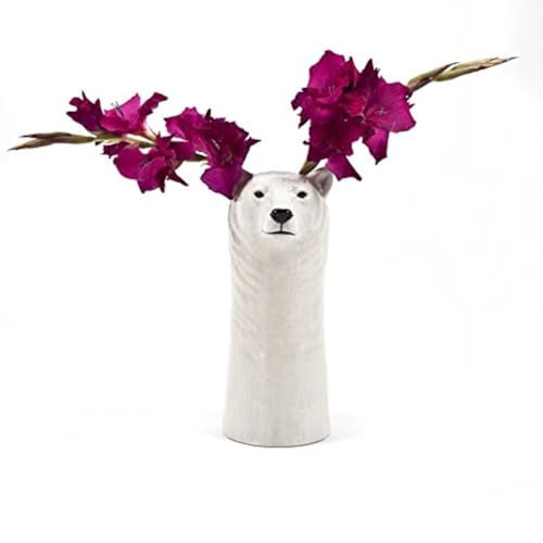 Quail Keramikvase Eisbär, groß - Weiß, Tierdruck, Oblong, Klassisch, Vase