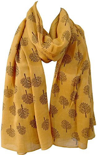 Mulberry Tree Print Scarf Womens Lightweight Fashion Large Wrap (Mustard Yellow)