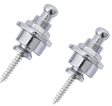 Musiclily Metall Gitarren Strap Locks Security Lock Gurtpin Gitarrengurt Schloss Knöpfe für Akustik Klassische E-Gitarre Bass, Chrom(2 Stück)