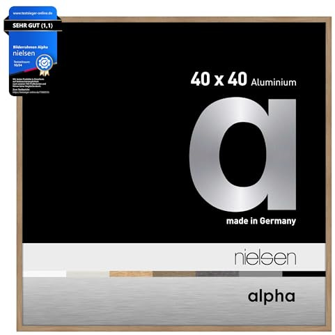 nielsen Aluminium Bilderrahmen Alpha, 40 x 40 cm, Hellbraun | Aluminium Posterrahmen im Hoch- & Querformat zum Aufhängen Hellbraun matt Echtglas