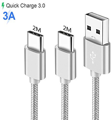 Cavo Caricabatterie USB Type C per Samsung S20 S21 S8 S9 Plus A23 A52 A72 5G A12 A41 A31 A50 A70 A04S,Galaxy Note 9 10/S10 S10e,A3 A5 2017,M12 M22 M13 M33 M23 M52 M53,Carica Rapida 2Pack 2Metri