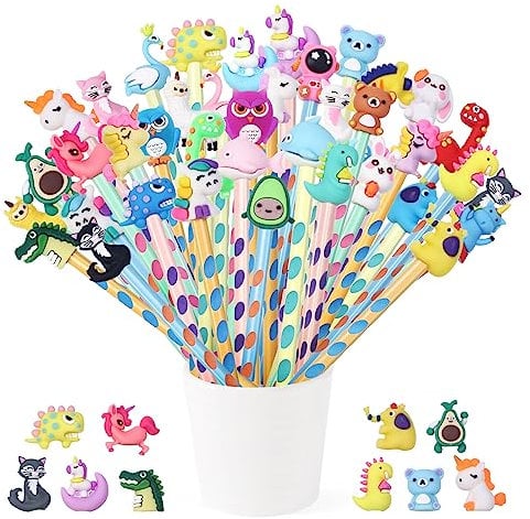 32 Pezzi Gadget Compleanno Bambini Matite per Bambini Matite Colorate con Topper Animali Regalini Compleanno Fine Festa Gadget Natale (32)