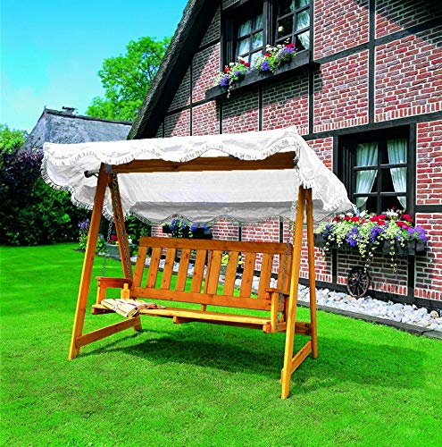Beauty.Scouts Outdoor Dino Collection Hollywoodschaukel Daniela, Kiefer/PE-Gewebe, honigbraun/weiß, 196x140x167cm, Garten, Gartenhollywoodschaukel, Gartenschaukel, Gartenmöbel