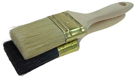 Lot de 2 pinceaux plats de 60 mm de large et de couleur noire universelle.