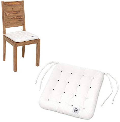 HAVE A SEAT Luxury - Sitzkissen 40x40 cm (6 St.) - bequemes Stuhlkissen, orthopädisch, waschbar bis 95°C, Trockner geeignet, farbecht - Made in Germany - (40x40 cm - 6er Set, Weiß)