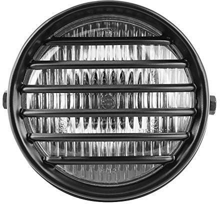 Qiilu 6in Motorcycle Headlights, Motorcycle Round Headlight Grill Lens Cover 35W Halogen Bulb Universal Motorbike Headlamp(Transparent Glass)
