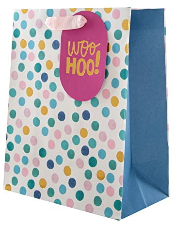 Hallmark Medium Gift Bag, Pink & Blue Polka Dots Design, for Birthday, Anniversary, Celebration