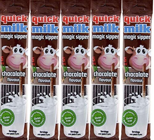 Quick Milk Schokolade 5 Beutel mit je 5 Halmen Magische Milch Trinkhalme Strohhalme