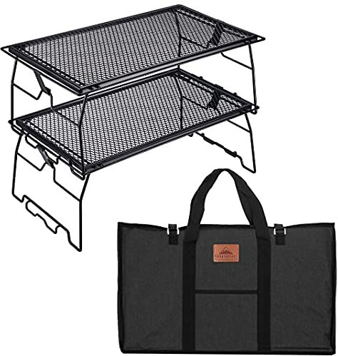CAMPINGMOON 2 Stück Lagerfeuer Grill Lagerregal Camping Grill Stahl faltbar stapelbar T-238