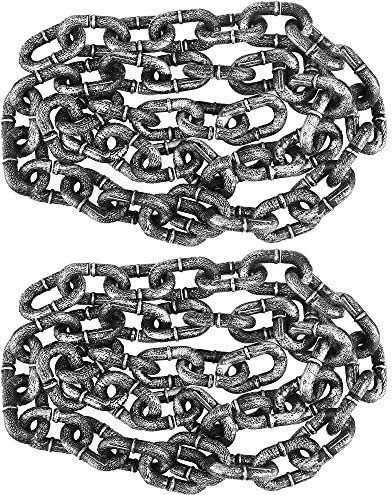Haconba 2 Pack 6 Feet Halloween Chains Plastic Chains Props Decoration Prison Chain for Halloween Party Decoration Cosplay Accessory