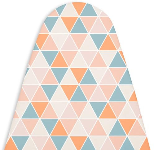 Encasa XO Ironing Board Cover and Pad - Thick 4mm Felt, Heat & Scorch-Resistant, Fits Standard Large Boards 125x39 cm, Elastic Bungee Cord Tightening, Easy Fit, Stain-Safe Dye, Triangles