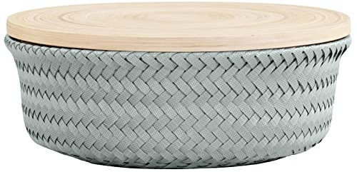 Wonder Basket, Flechtkorb mit Bambusdeckel, Farbe eukalyptus, Verschiedene Größen (M)