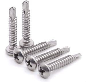 Glvaner Lot de 20 vis auto-foreuses à tête cylindrique Phillips M6,3 x 50 mm, vis à tôle en acier inoxydable 410, vis autotaraudeuses avec queue d'aronde