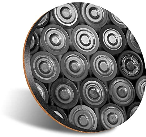 DV DESIGN 1 x Eco Round 12cm Coaster - BW - Retro Batteries Power Bank Drink Cup Mug Glass Table Protection Mat #38896
