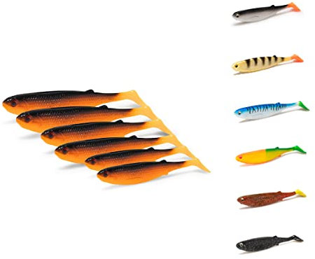 NØMIS Gummifische Gabi Goldfish | Gummifisch Set 3er x 14 cm | Angelzubehör | Gummifische Set Hecht Zander Dorsch u. Norwegen Angeln | Angelköder | Gummiköder | Hecht Köder | Gummifisch Hecht