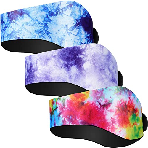 3 Pieces Swimming Headband Waterproof Swim Ear Band Elastic Ear Protection Band for Swimmers Adult Men Women Kids Block Water Secure Earplugs Water Protection Bath Shower Pool Beach (Vivid Style)