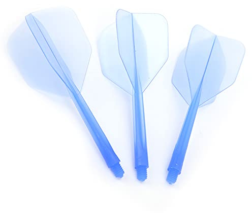 AXOC Dart-Flight-Set, transparentes Dart-Endstück, 3,1 Zoll Länge, 3-teiliger Dart-Schaft und Flights, Standardform für 90-Grad-Flug für Dart-Spiele(Blau)