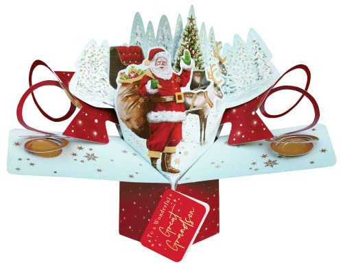 Great Grandson Christmas Card 3D Father Christmas Pop Up Christmas Card Xmas POP062X59