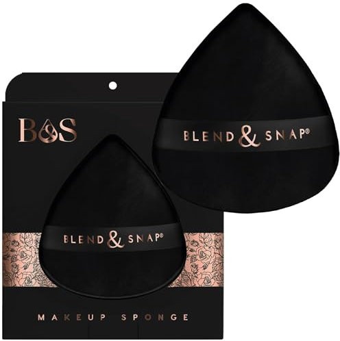 BLEND & SNAP Grande houppette de maquillage triangulaire en velours pour une couverture lisse et impeccable – Éponge buvard pour fond de teint et anti-cernes / tampon de presse à poudre – Pointe de