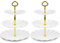 NWK Pack of 2 Large Stable 3-Tier Cupcake Stand 30cm Height Plastic Cake Stand Food Round Display for Wedding Birthday Graduation Afternoon Tea Party (Gold, Large)
