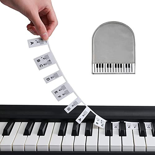 Piano Note Silicone Strips, 88-Key Full Size Piano Note Labels Reusable For Kids Learning Comes With Box Cleaning Cloth Cover (Color : Noir)