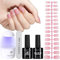 TOMICCA Soft Gel Nail Tips Kit Gel Nägel Glue Set, Top Coat und Nail Glue Gel, 180 Stück Kurz Quadrat Nägel Tips, Mini UV Lampe Nägel Buffer/Feile, Press on Nails Set mit Nagellampe, Rosa