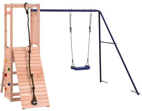 vidaXL Spielturm, Klettergerüst mit Schaukel Kletterwand, Kinder Kletterturm, Spiel-Zubehör für Garten, Holz Spielplatz Spielhaus, Massivholz Douglasie
