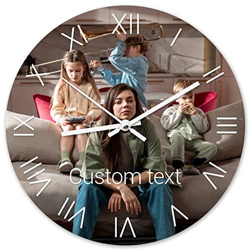 Benutzerdefinierte Wanduhr, Personalisierte Fotouhr zum Aufhängen, Fügen Sie Ihr Bild/Foto/Logo/Jedes Design Hinzu, für Wohnzimmer Schlafzimmer & Küche - Geschenk für Mama Papa Freunde & Familie