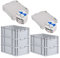 PROREGAL SuperSparSet 5x Eurobox NextGen Grip mit Scharnierdeckel und blauen Schiebeschnappverschlüssen, HxBxT 22x40x60cm, 44 L, Grau, Griffe geschlossen, Eurobehälter, Transportbox