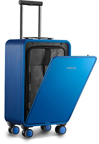 TUPLUS Koffer Aluminium Trolley Rollkoffer mit 4 Rollen Reisekoffer Handgepäck Hartschalenkoffer,Sofortige Serie,58.5×34.5×20.8cm/33L,Blau