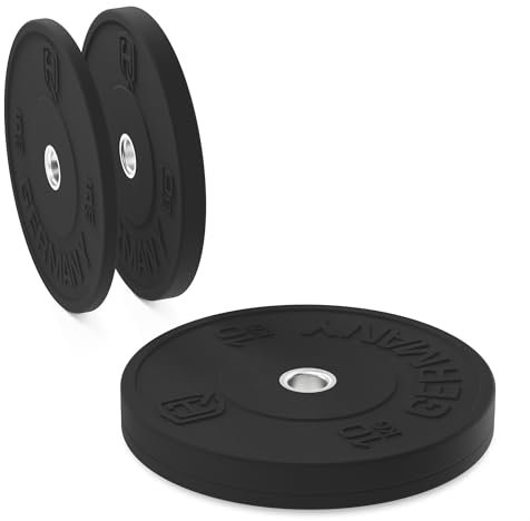 HQ Germany® Hantelscheiben 50mm [Set/Paar 5-25kg] - Training Vollgummi Bumper Plates 30kg - Hantelscheiben Set 50mm, Gewichtsscheiben, Gewichte, Weight Plates nach IWF Standard