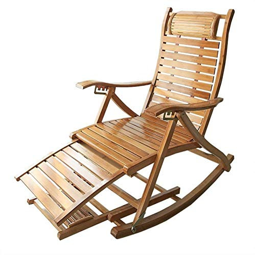 ANIFM Leichter Schaukelstuhl, Gartensessel, Terrasse, Massivholz, Bambus, Breite 4,5 cm, Lounge-Sessel, Bequeme, Gebogene Rückenlehne, perfekt für Sonnenliegen im Innen- und Außenbereich (Farbe: B)