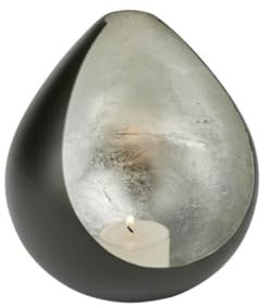 Lambert [W0725] Windlicht Eisen Antikzink,Innen Silber H15,5 D13cm