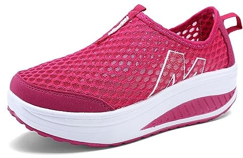 Donna Scarpe da Ginnastica Sportive Sneakers Dimensione Running Basse Basket Outdoor Fitness Mesh Scarpe da Corsa Scarpe da Barca da Camminata Donna Mocassini Zeppa,Rosa,EU40