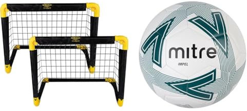 Umbro Fußballtor - Fussballtore für Garten Kinder - Tor 2-er Set - Faltbares Fussballtore & Mitre Impel L30P Fußball, sehr strapazierfähig, formbeständig, für alle Altersgruppen