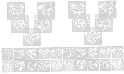 Lurrose 30 Blätter liebe herz zeichnungsvorlage abwaschbare Malschablonen DIY Sammelalbum abwaschbare Farbe Zeichenschablonen kreative Malvorlagen tragbar Wandgemälde Möbel schmücken 3d