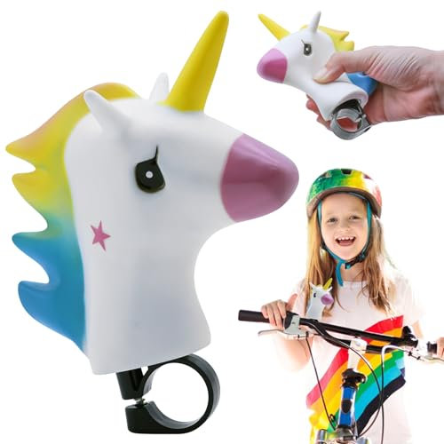 KERANEET Fahrradhupe Kinder Fahrrad Lustige Hupe Einhorn Fahrrad-Quetschhupe Cartoon Motorrad Fahrradglocken Fahrradglocke Jungen Mädchen für Geburtstag Kinderfahrrad Roller Zubehör (B)